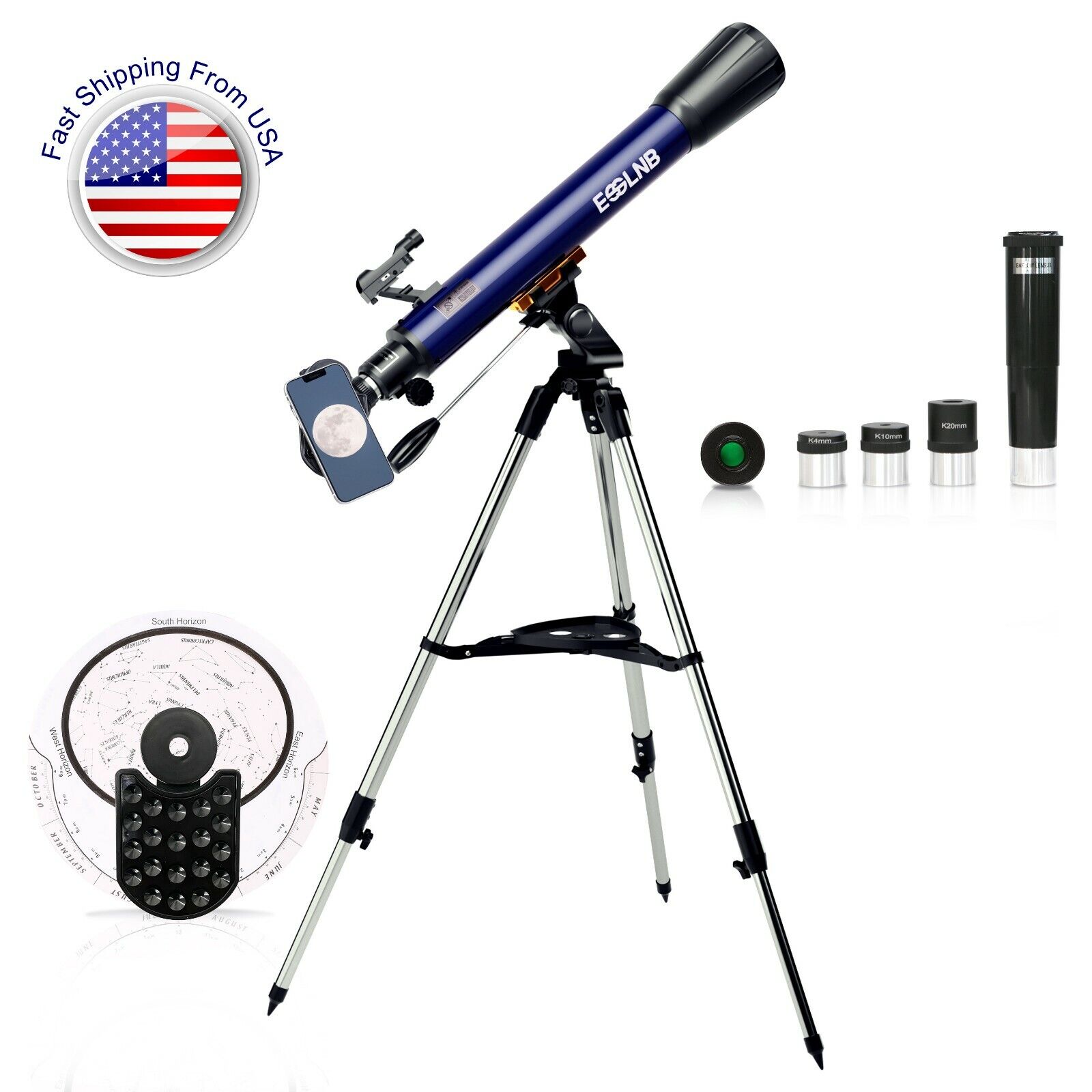 ESSLNB 700X70mm Telescope 35X-525X High Power for Moon Watching Kids Adults Gift