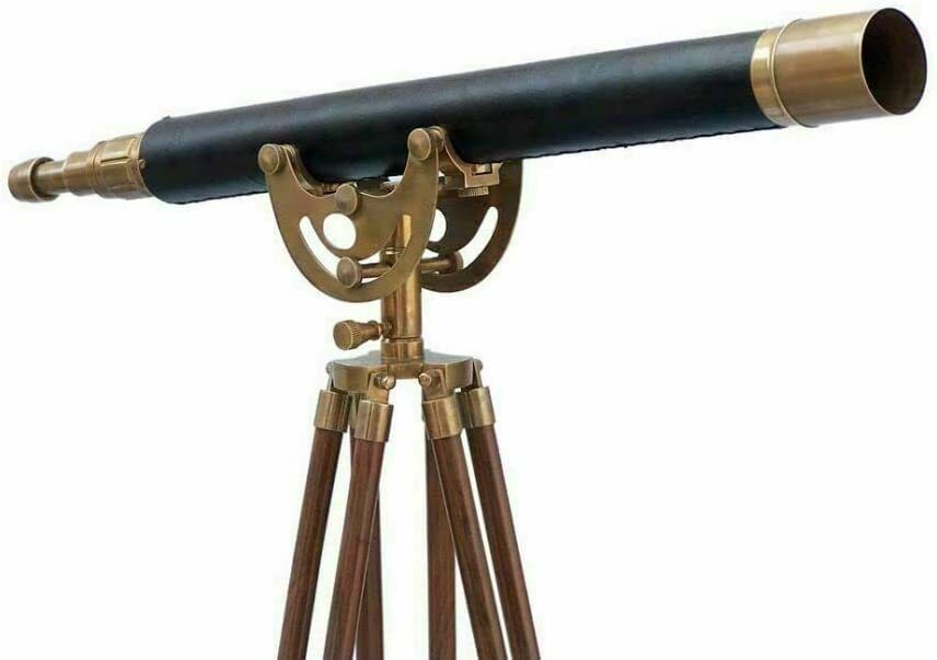 Handmade Telescope Metal Antique Telescope with Wooden Tripod Stand Décor