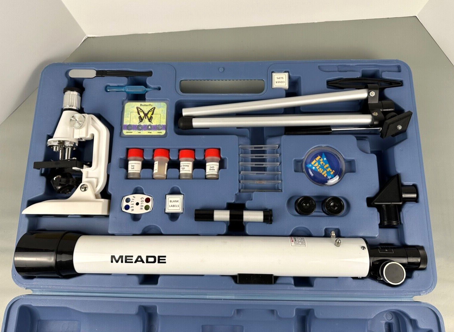 Meade Telescope and 900X Microscope Blue Case & Accessories