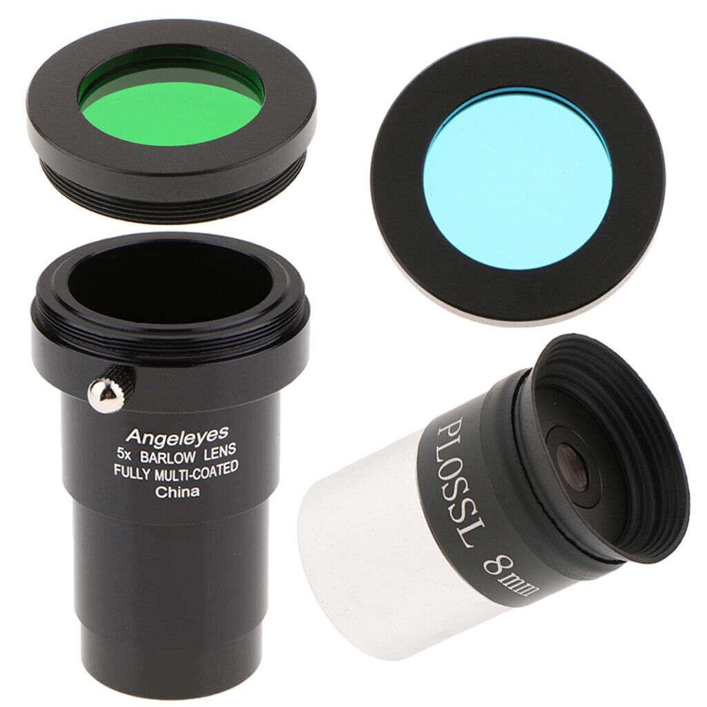 8mm 1.25inch M42 Plossl Telescope Eyepiece+5X Barlow Lens+2Pcs Astronomy Filter