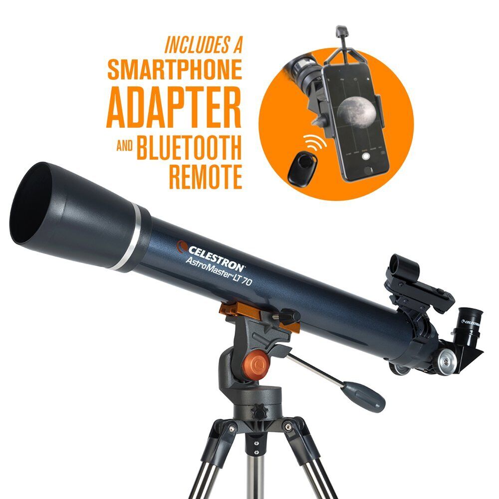 Astromaster 70AZ LT Refractor Telescope Kit with Smartphone Adapter and Bluetoot