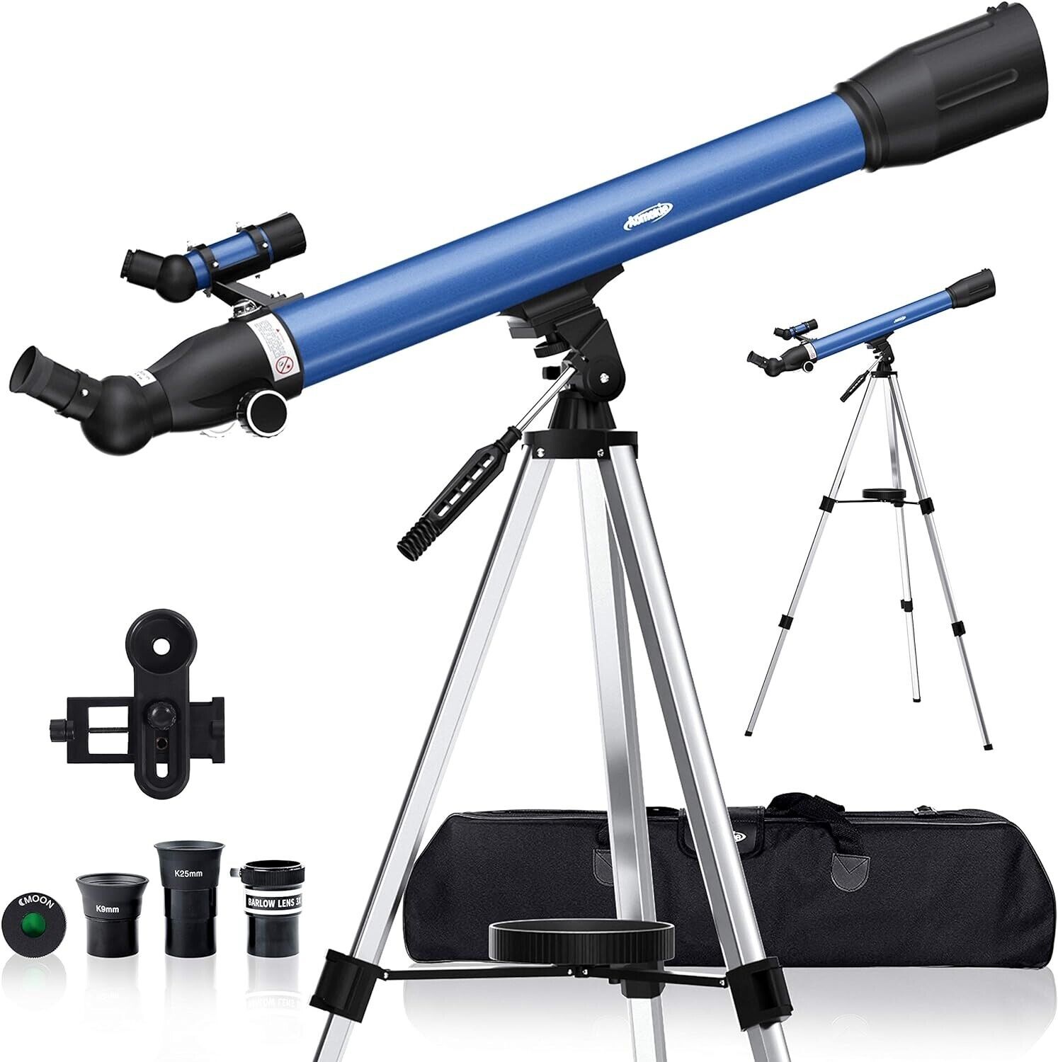 60MM Lens Telescope 16X-234X W/ Phone Holder Carry Bag High Tripod Moon Watching