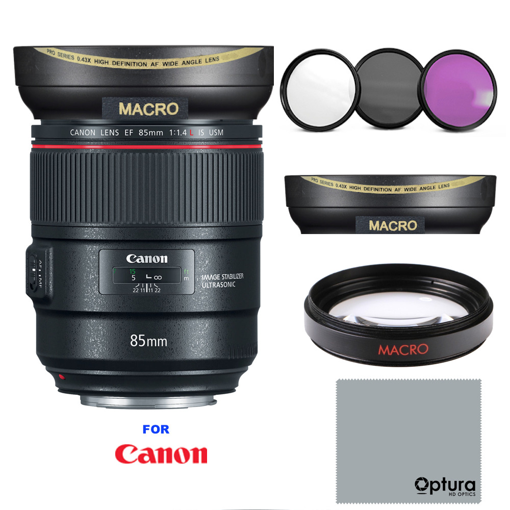 WIDE ANGLE LENS + MACRO + HD 3 FILTER KIT FOR Canon EF 85mm f/1.4L IS USM Lens