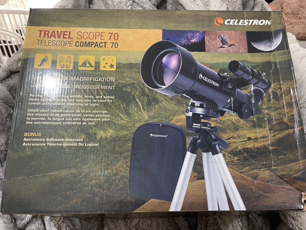 Travel Scope 70mm Celestron 21035 Astronomical Telescope with Backpack Black New