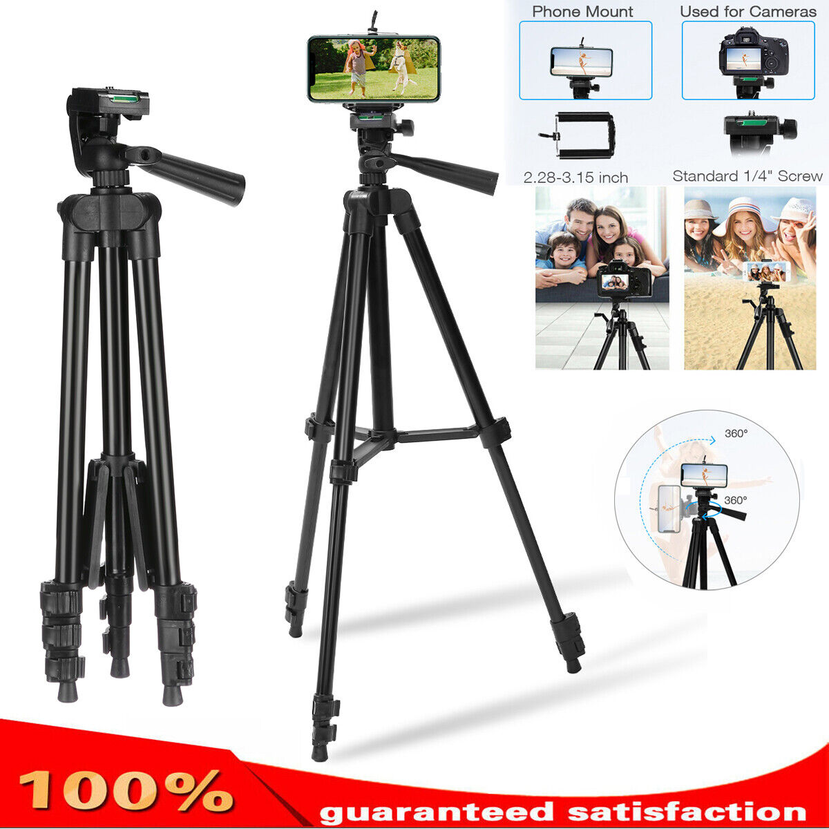 Professional Camera Tripod Stand Holder Mount for iPhone Samsung Cell Phone