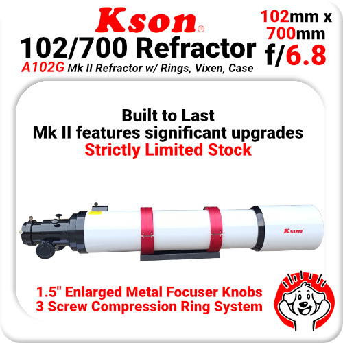Kson A102G Mk II Refractor (700mm x 102mm) OTA with rings + BONUS CARRY BAG
