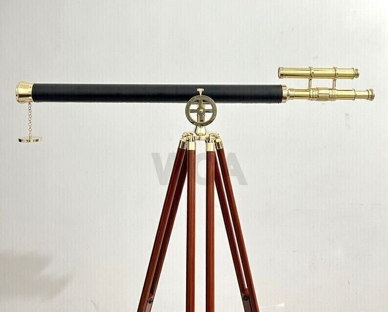 Brass Telescope Double Barrel spy glass with Adjustable Tripod Home/Office Décor