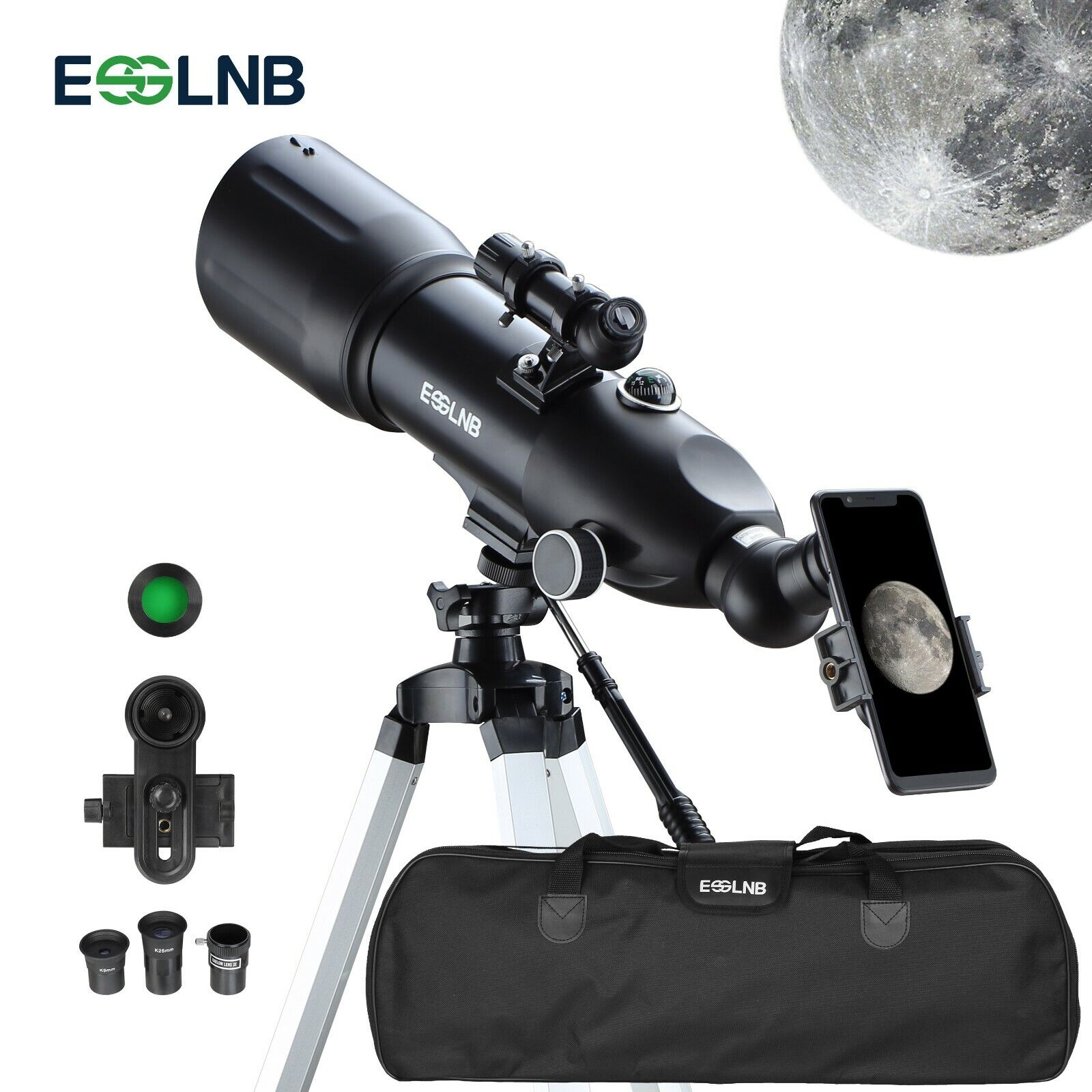 400X80mm Telescope Astronomical 16-133X with 10X Mobile Holder Carrying Bag Gift