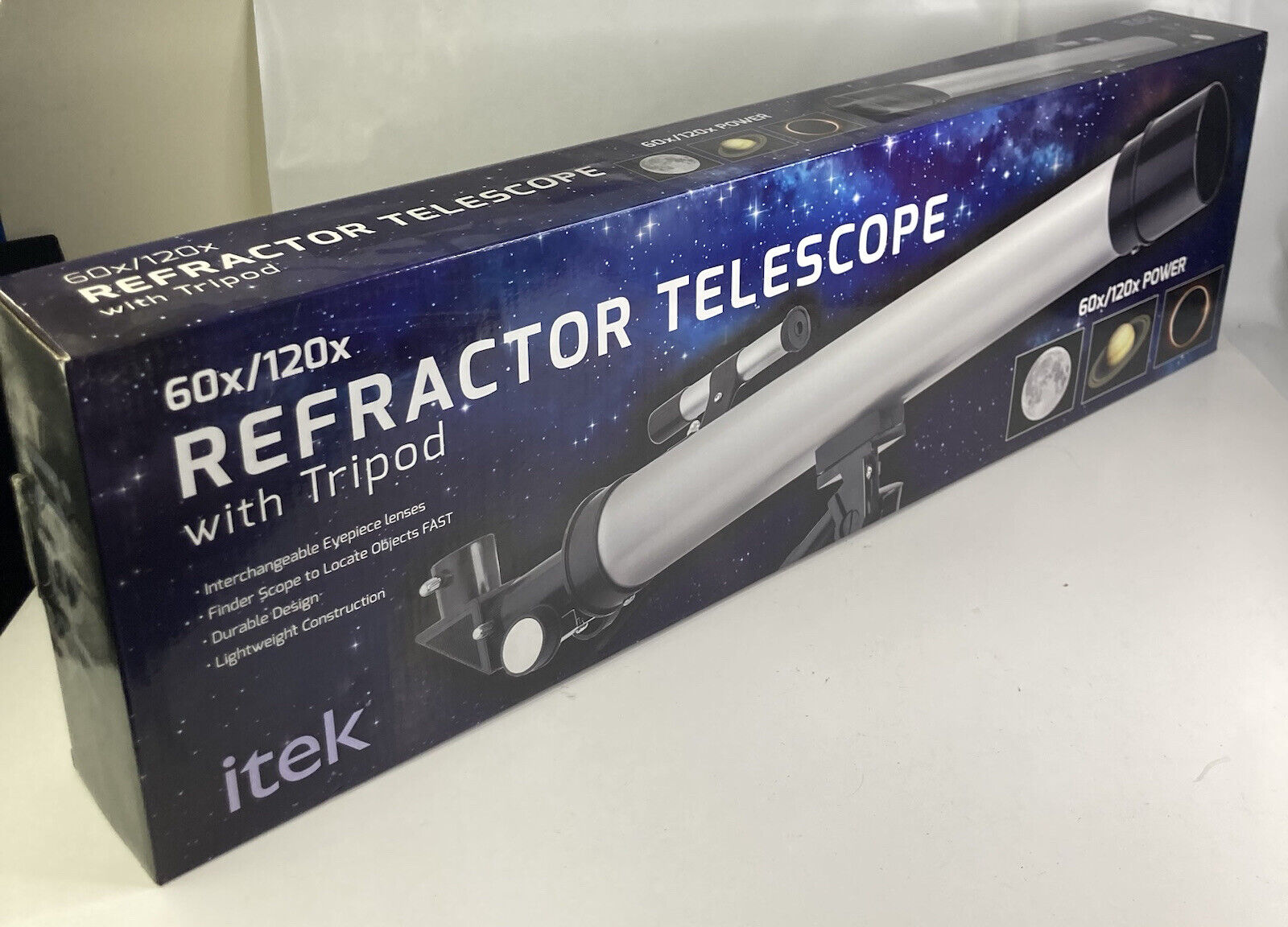 Brand New Sealed ITEK 60x120 Refractor Telescope with Tripod