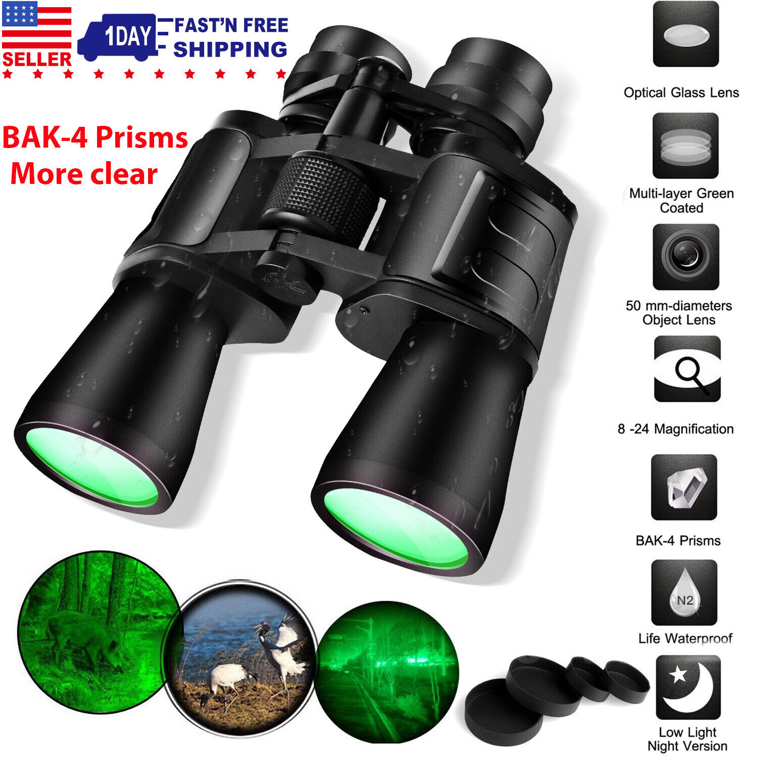 180x100 Zoom Low Night Vision Hunting Telescope Outdoor Travel Binoculars + Case