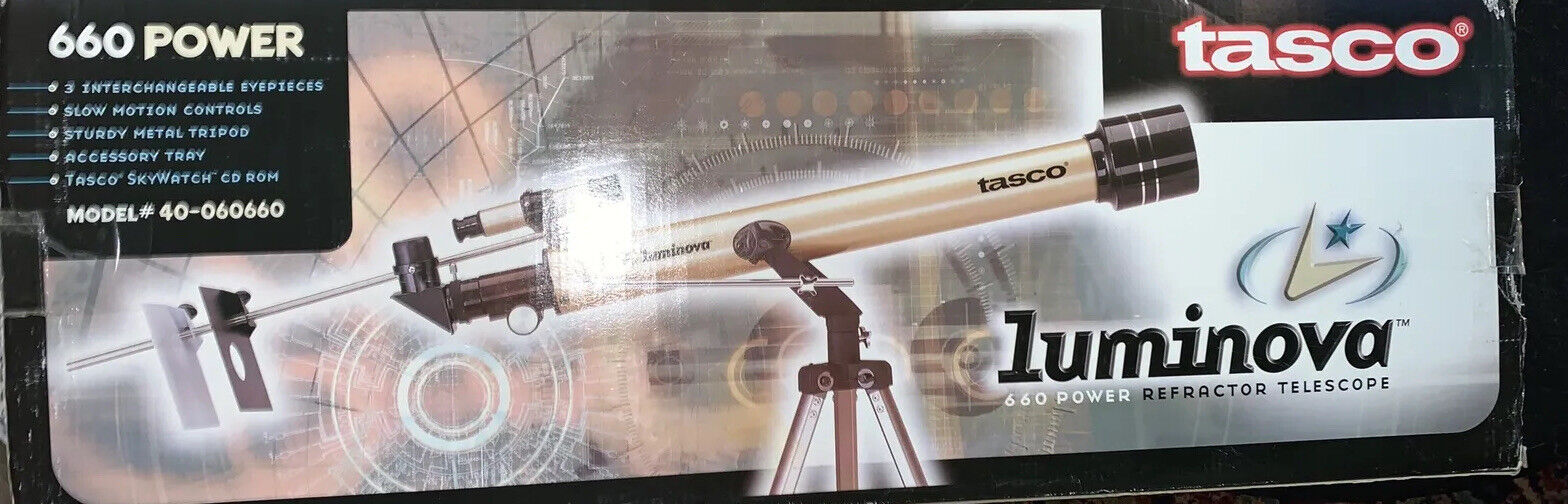 Tasco 660x 60mm Luminova Achromatic Refractor Telescope Kit, Metallic Champagne