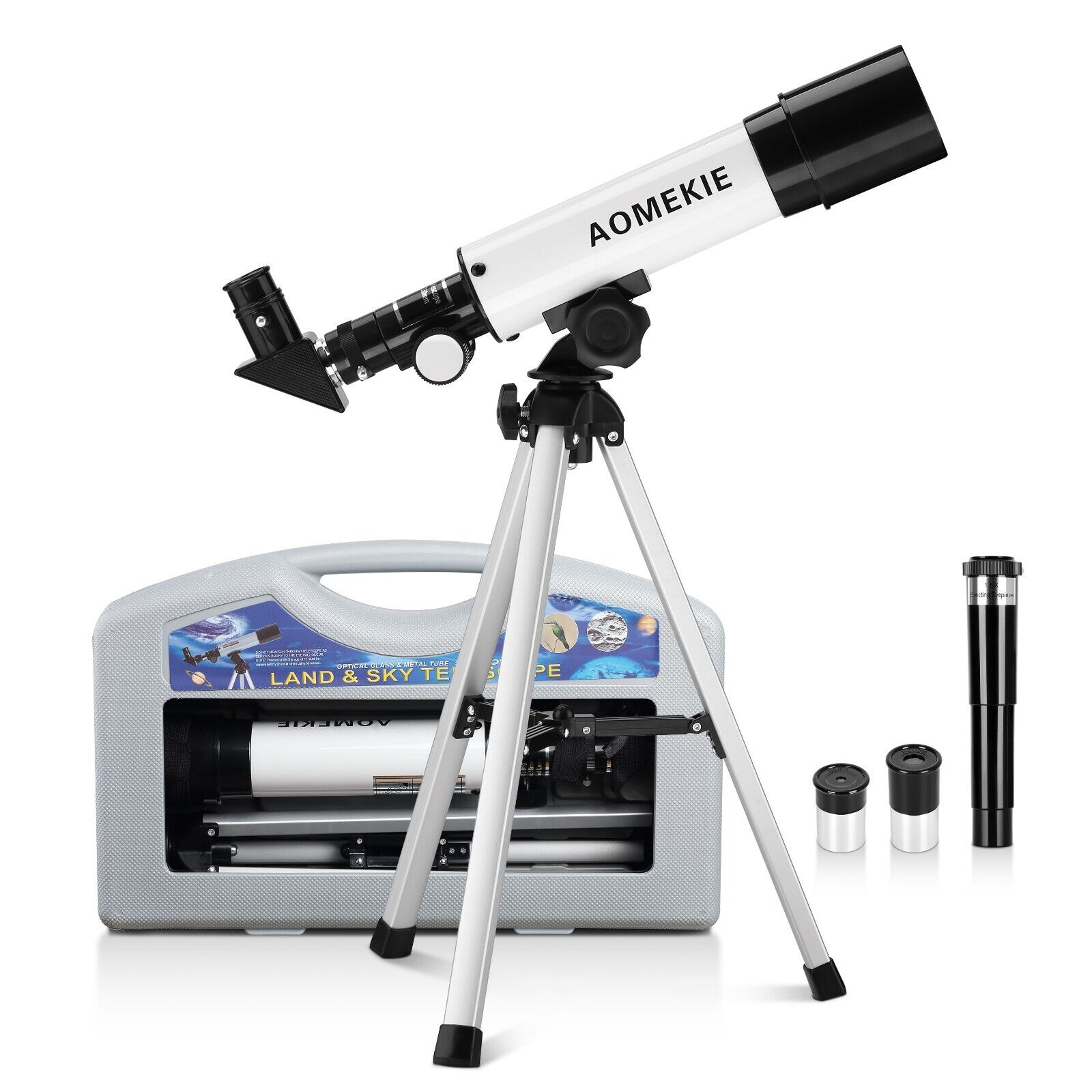 50/360mm Telescope with Carrying Case Tripod 90X for Moon Watching Kids Gift