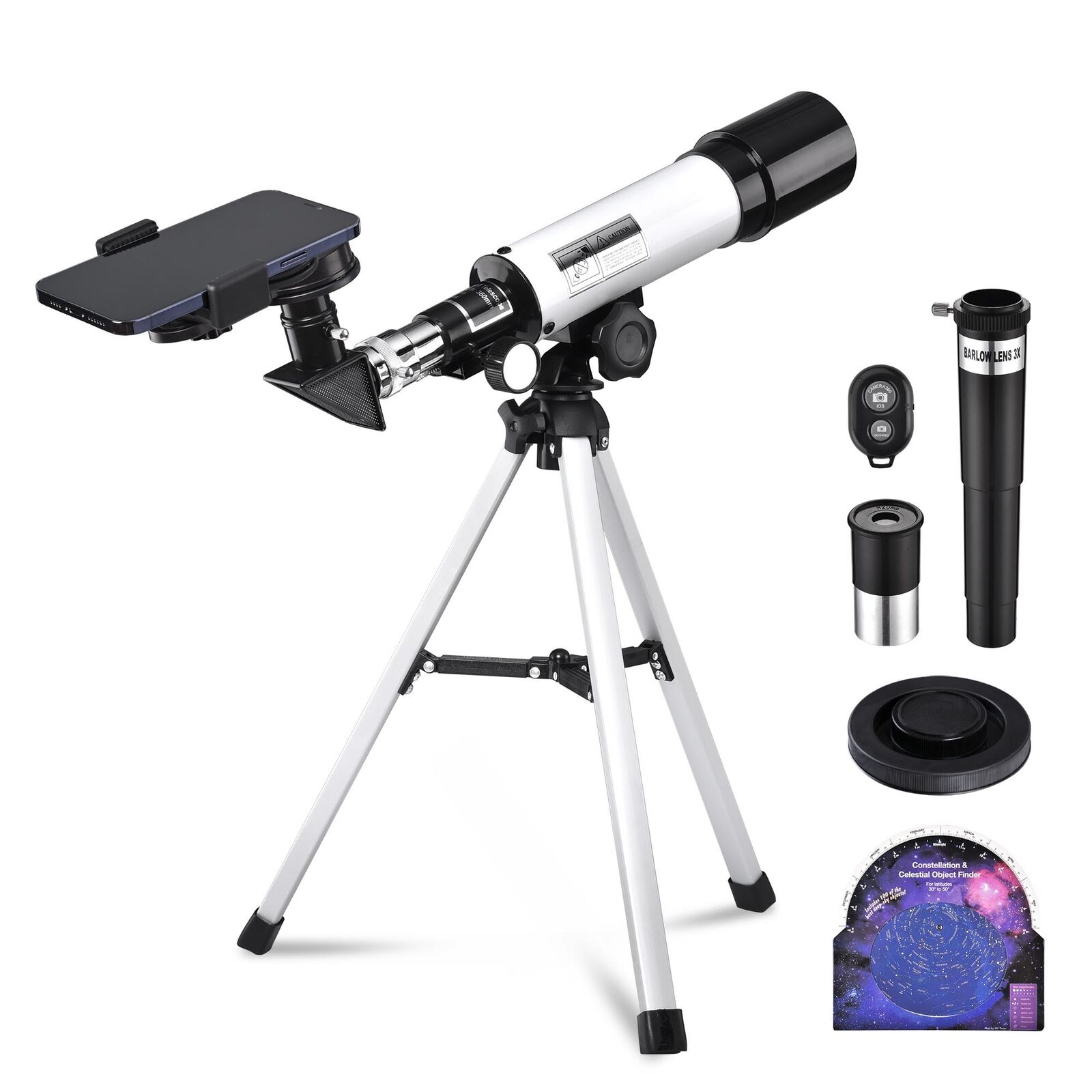 360mm Astronomical Refractor Telescope 180X Barlow Lens Tripod Kid Gift
