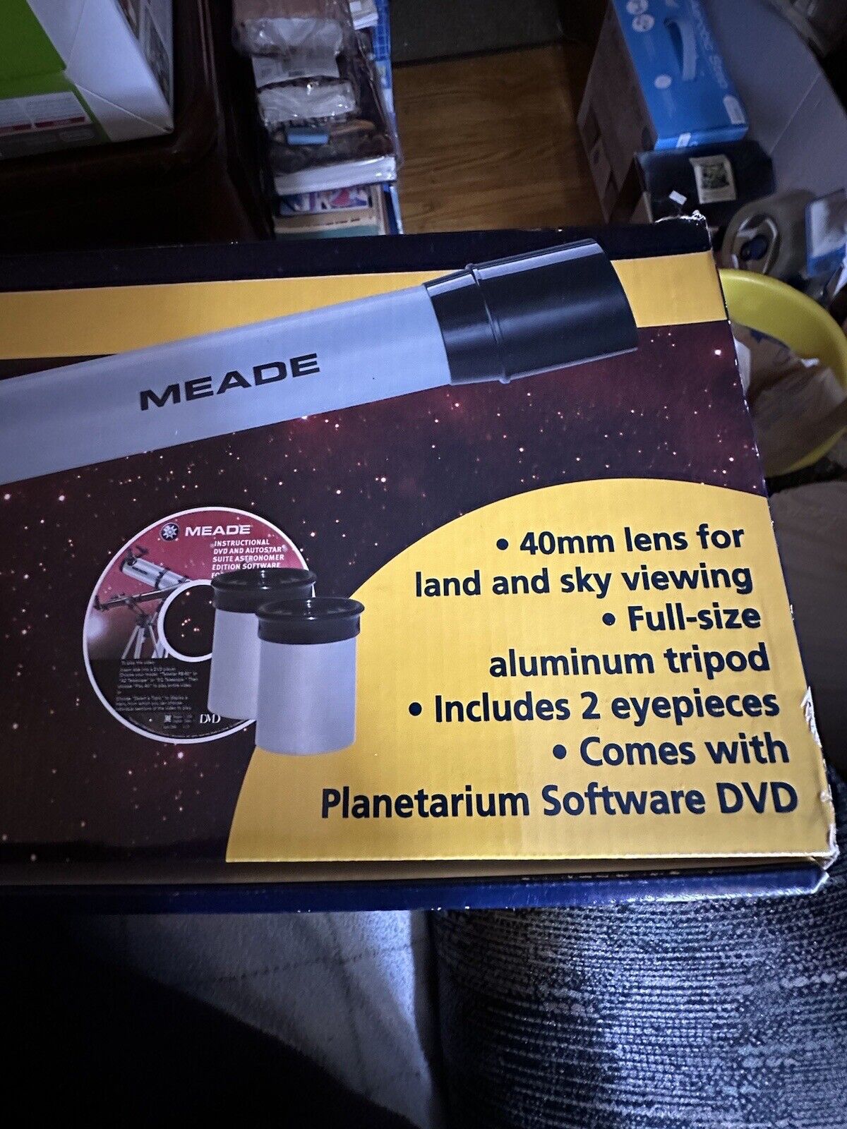 40mm Land & Sky Telescope Full Size Aluminum Tripod 2 Eyepieces Planetarium DVD