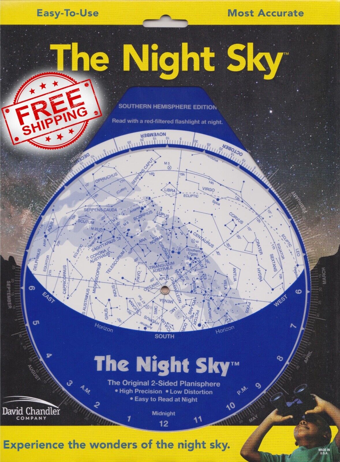The Night Sky Planisphere for the Southern Hemisphere by David Chandler Sky Map