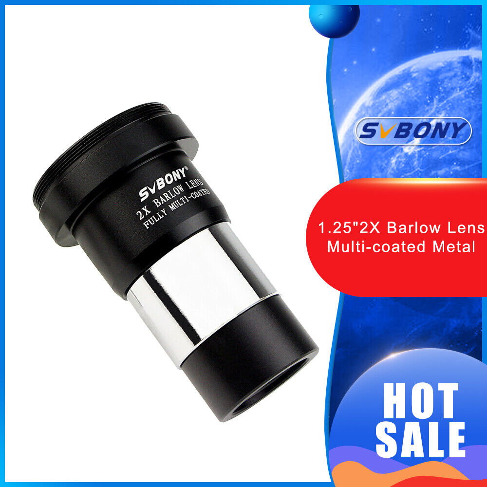 SVBONY 1.25inch 2X Barlow Lens Multi-coated Metal for Astro Telescopes Eyepieces