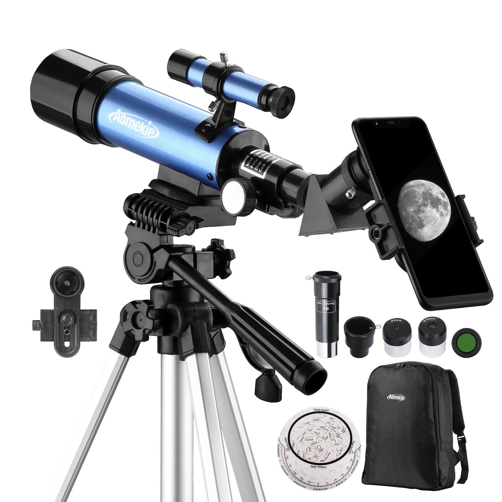 36050 Telescope with Backpack Phone Adapter High Tripod for Kids Moon Watching