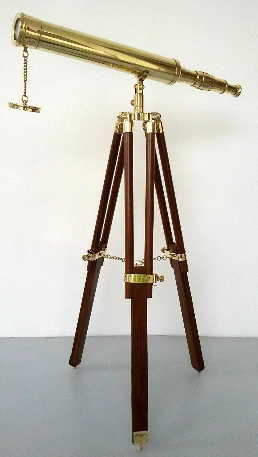 Handmade Telescope Antique Telescope Single Barrel with Wooden Tripod Stand
