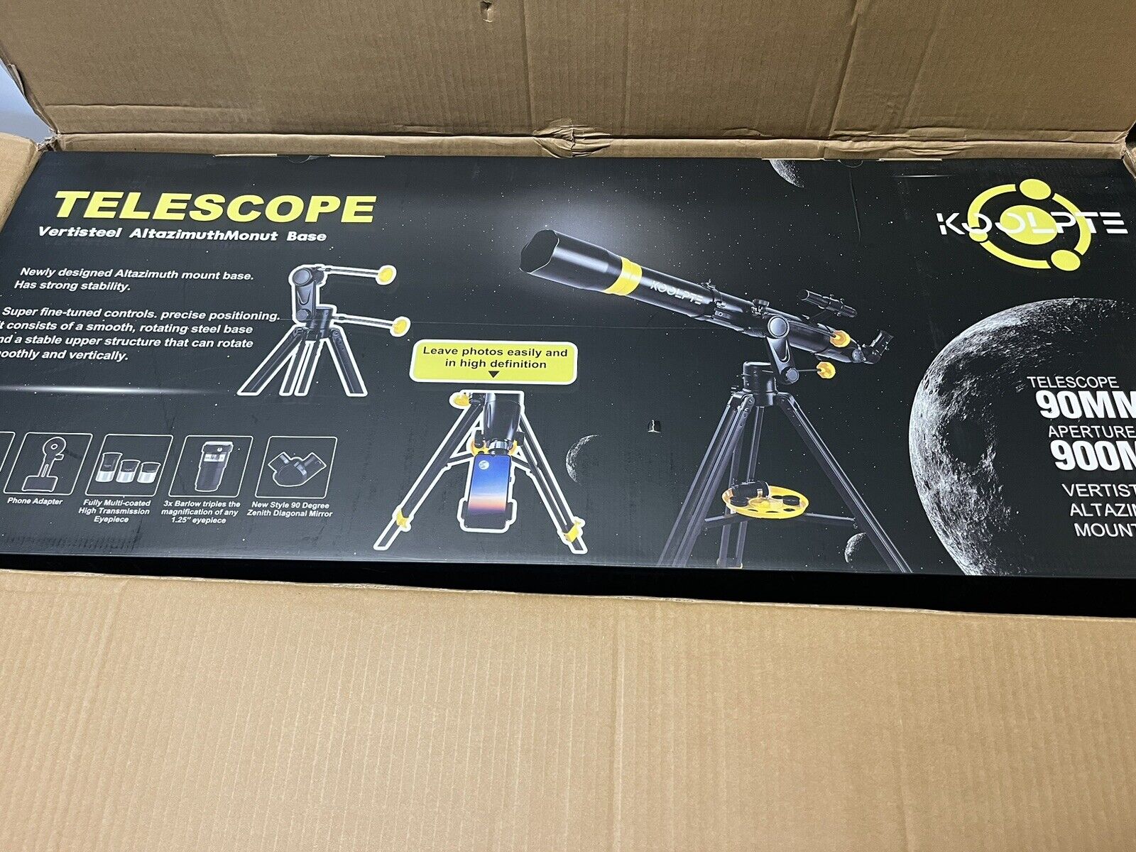 Telescope 90mm Aperture 900mm - High Precision Adjustment Black-90900