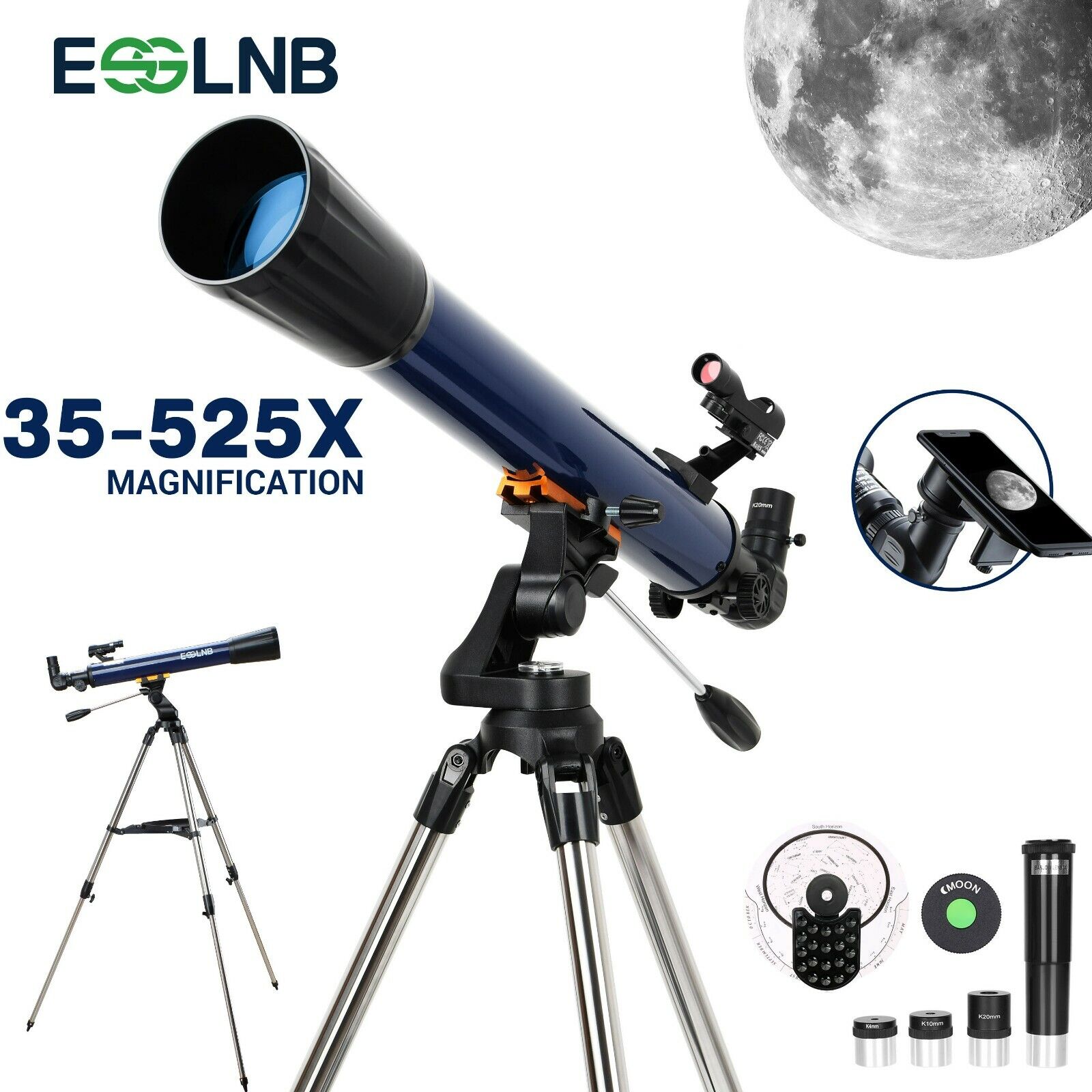 ESSLNB 525X Refractor Telescope for Astronomy with Tripod & Phone Adpater