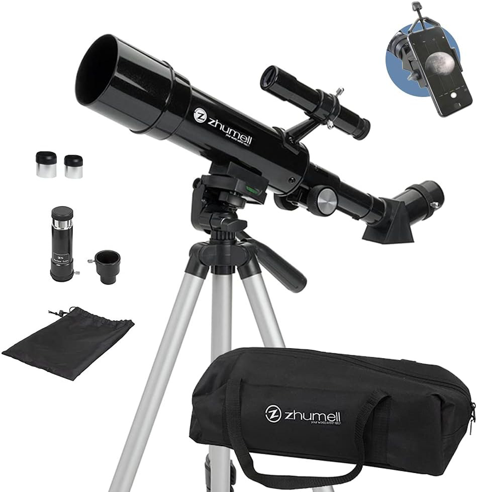 Zhumell - 50mm Portable Refractor Telescope - Coated Glass Optics - Ideal for -