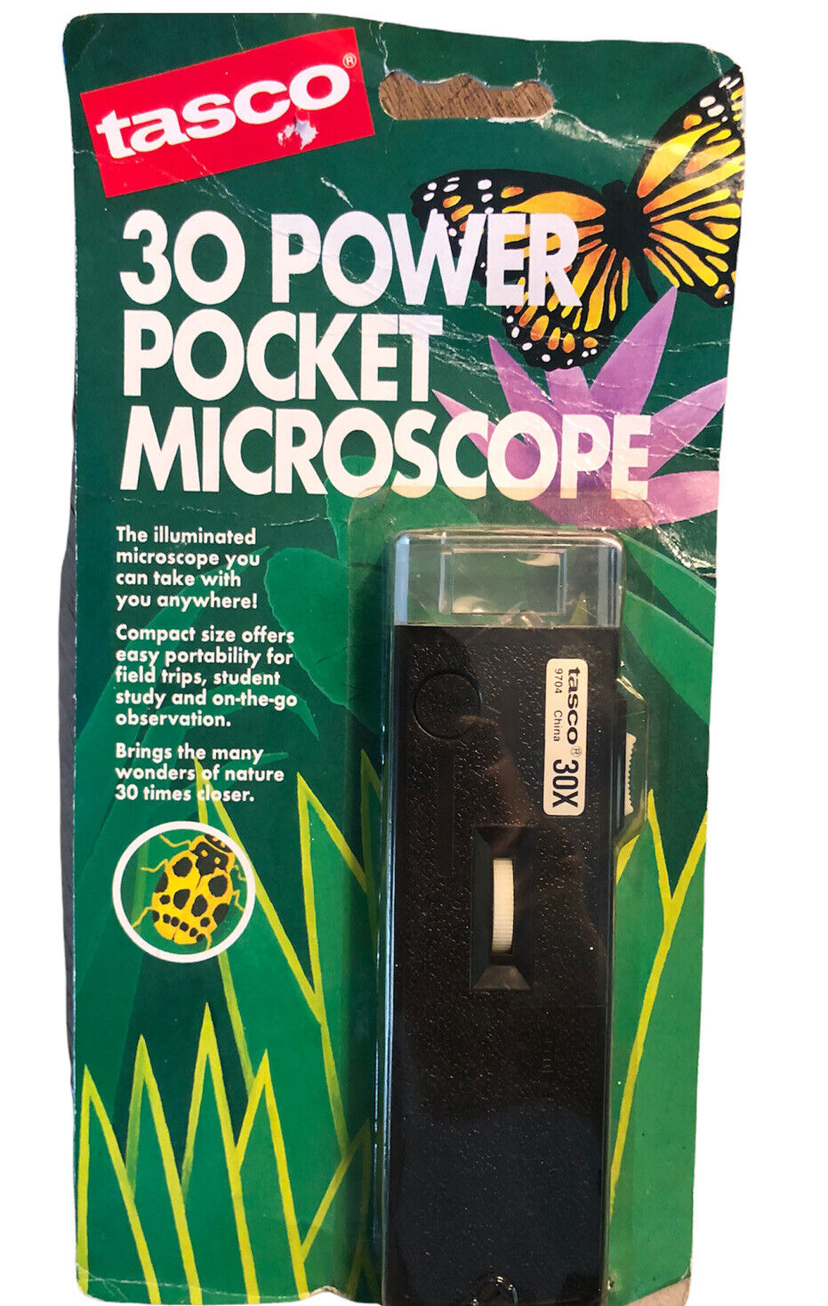 Tasco 30 Power Illuminated Pocket Microscope Model 9704 1993 Tasco