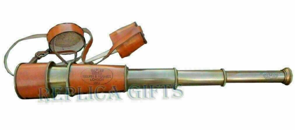 Antique Brass Leather Telescope Pirate Vintage Nautical Spyglass Marine Scope