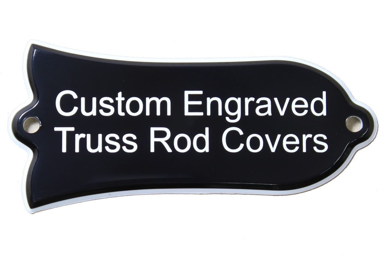 Custom Engraved Truss Rod Cover fits Gibson Les Paul, SG, Acoustic 2ply B/W