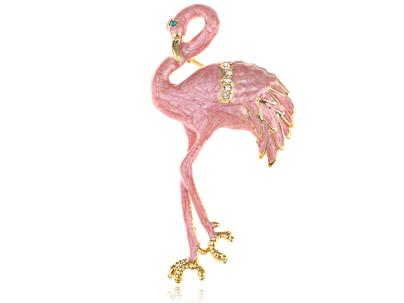 Pearlescent Pink Salmon Enamel Painted Flamingo Bird Fashion Costume Pin Brooch