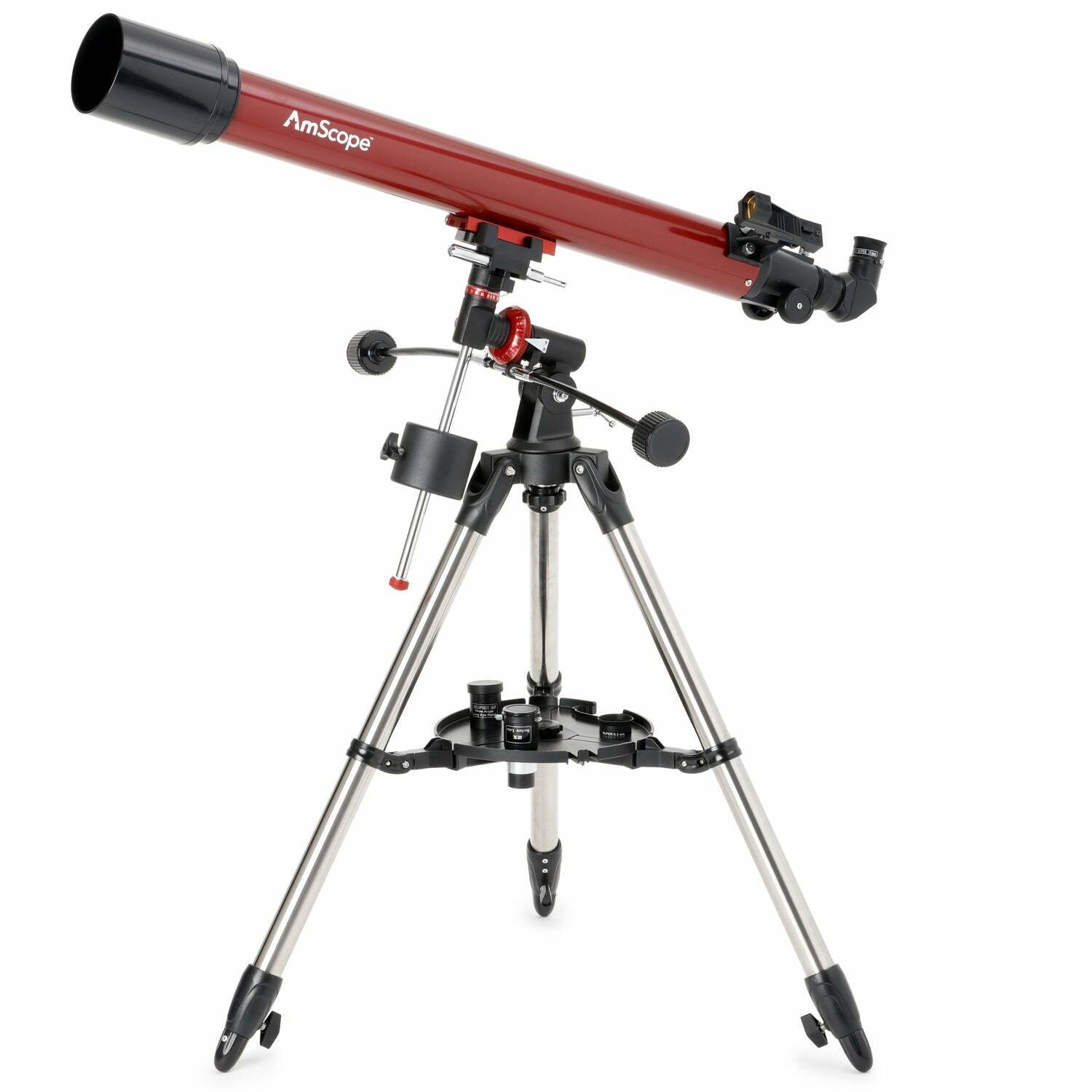 AmScope Refractor EQ Telescope 70mm Aperture, 900mm Focal Length +Red Dot Finder