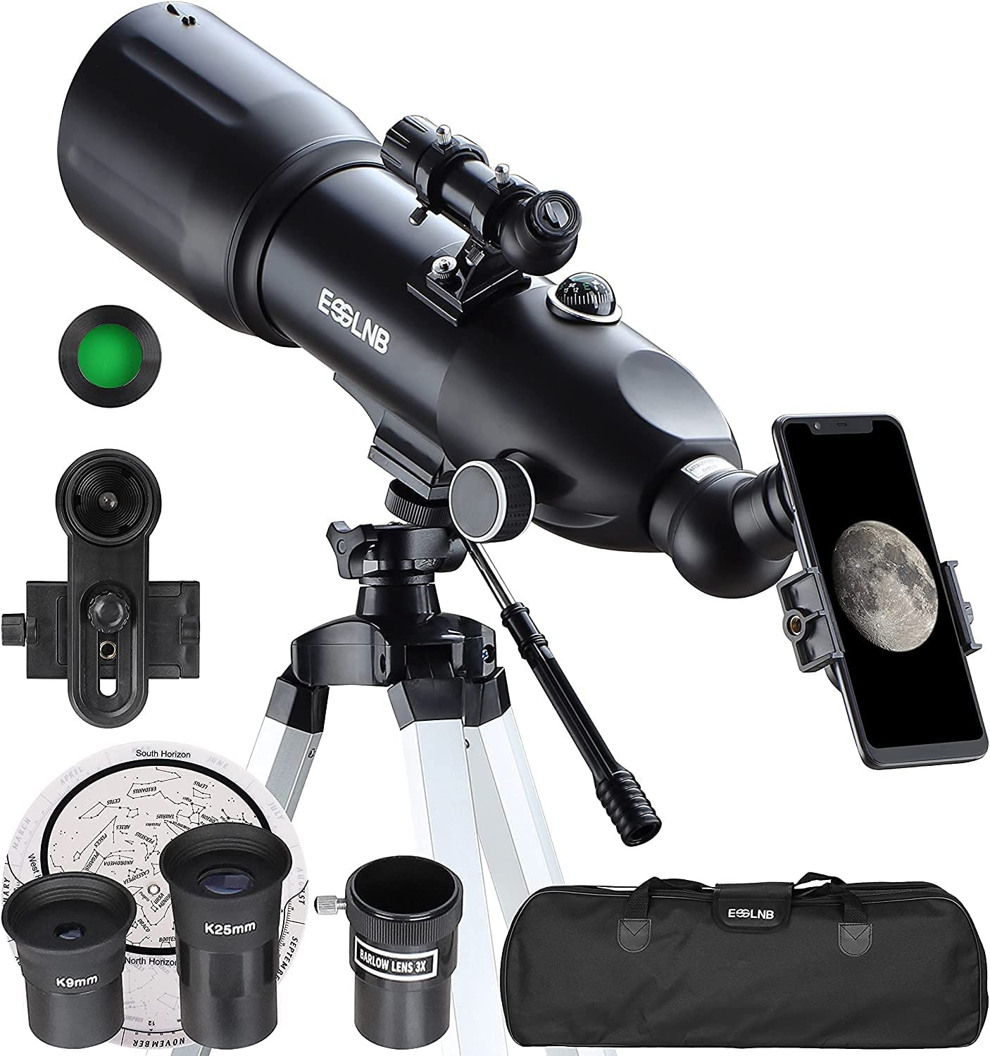 Telescopes for Adults & Kids Astronomy, 80Mm Astronomical Travel Telescopes with
