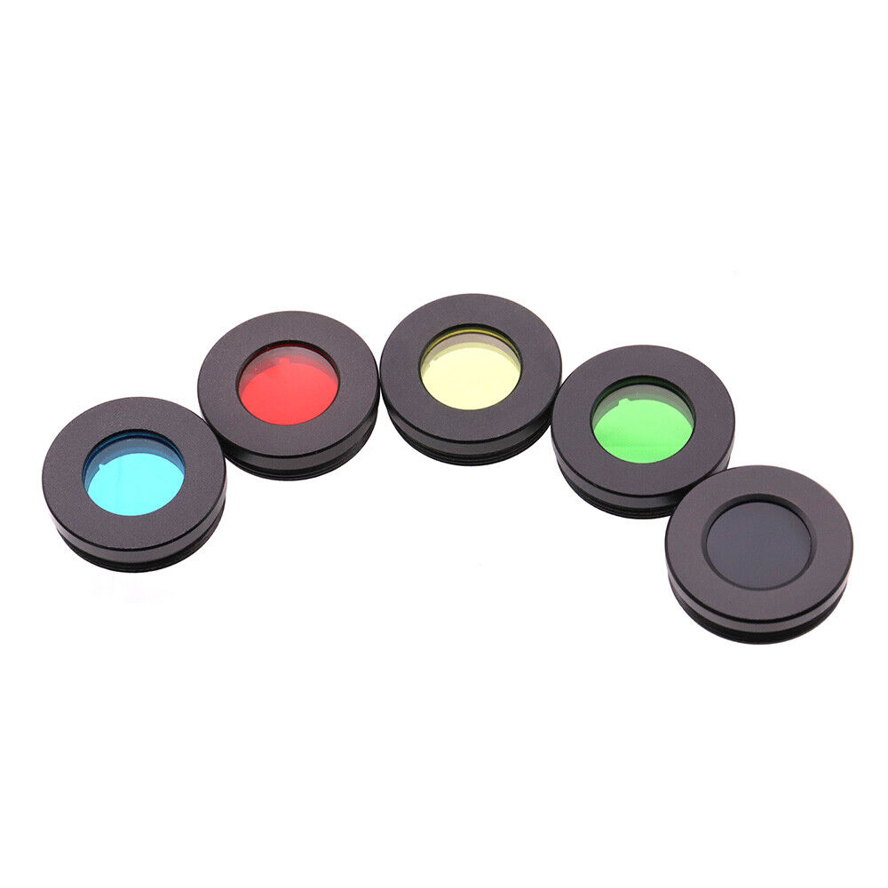 0.965 Inch Telescope Filters Set 5 Colors Filters Blue Green Red Yellow Black