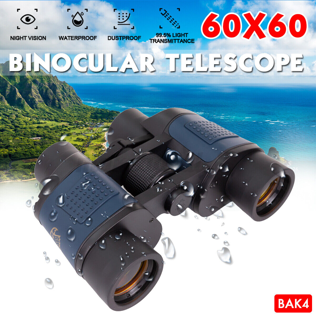 Telescope 60X60 HD Optical Night Vision Binoculars Zoom Travel Outdoo