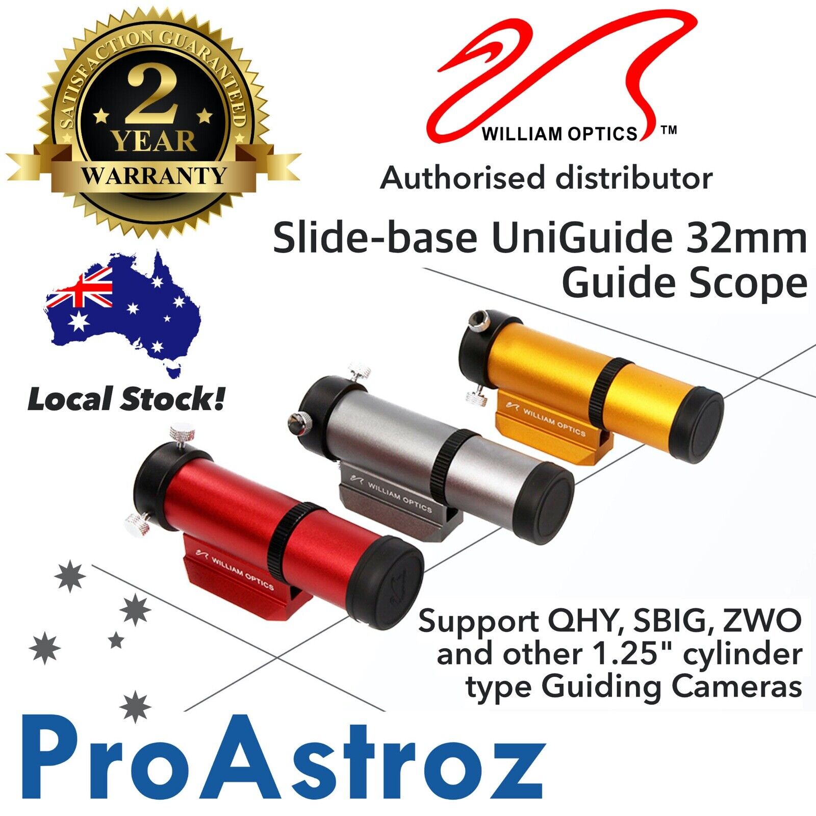 William Optics Slide-base UniGuide 32mm Guide Scope for QHY, SBIG, ZWO cameras
