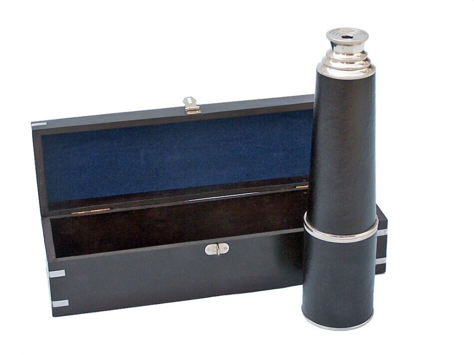 Deluxe Class Hampton Collection Chrome - Leather Spyglass with Black Rosewood Bo