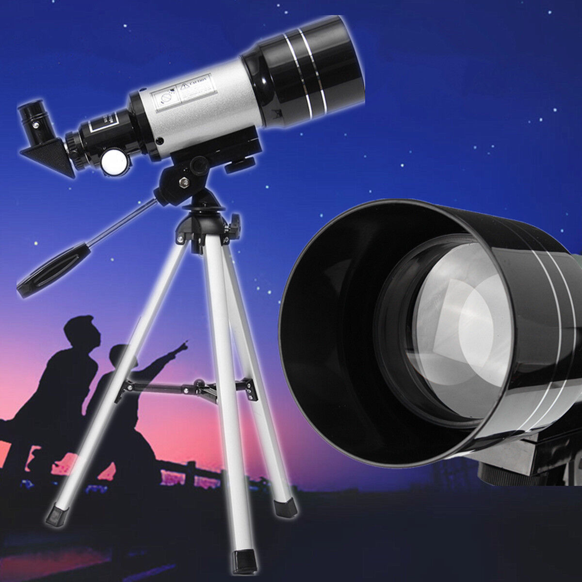 300x70mm Optics Monocular Astronomical Optical Telescope  Barlow Lens Tripod