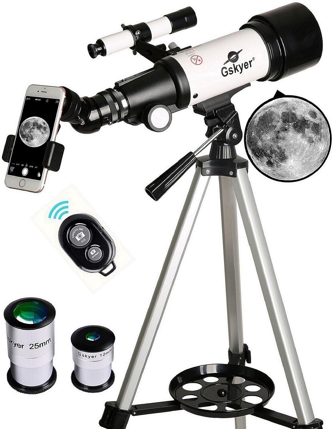 Gskyer Easy Use Telescope Perfect For Solar Eclipse Pictures With Phone Adapter