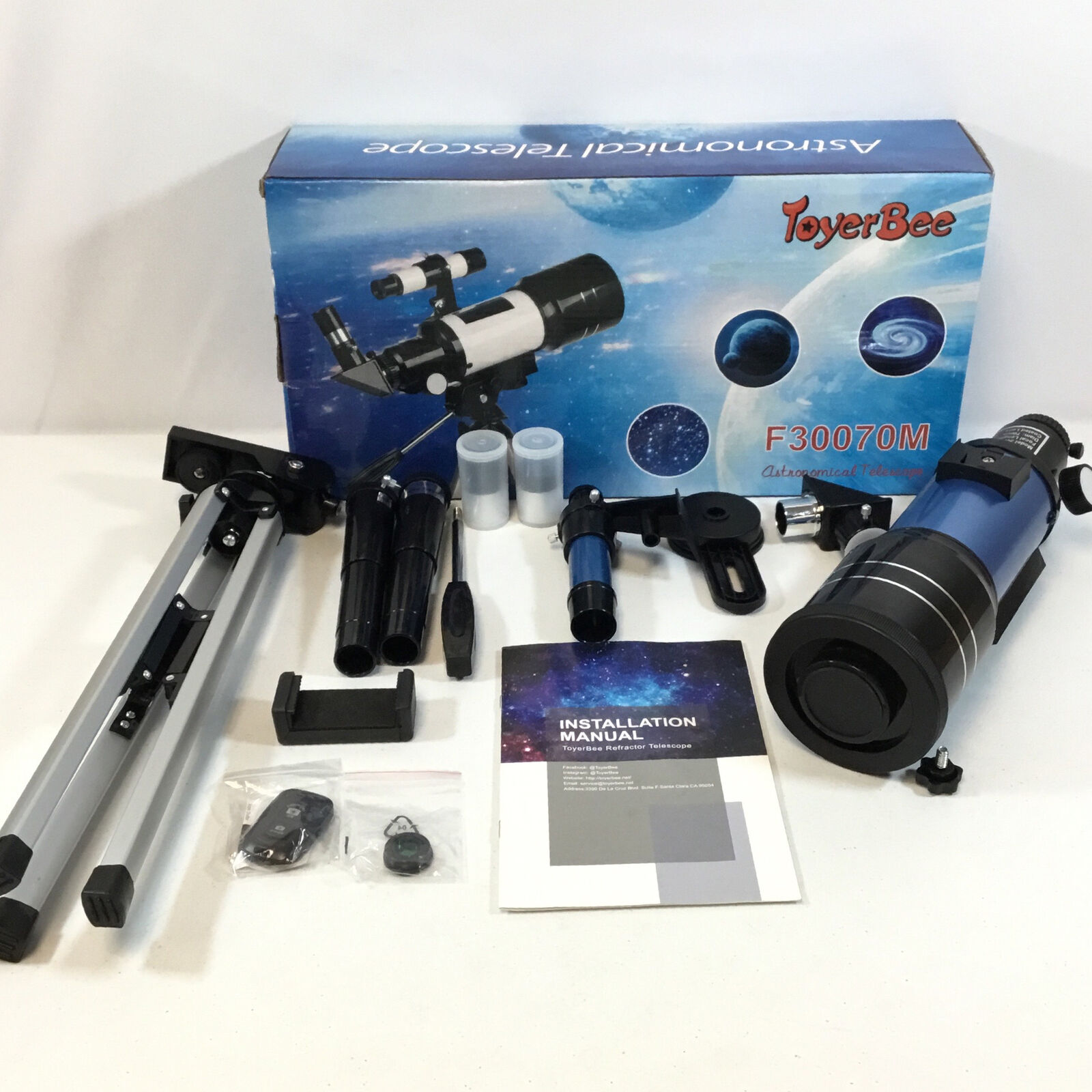 ToyerBee F30070 Black Gray Coated Lens 70mm Astronomical Telescope Used