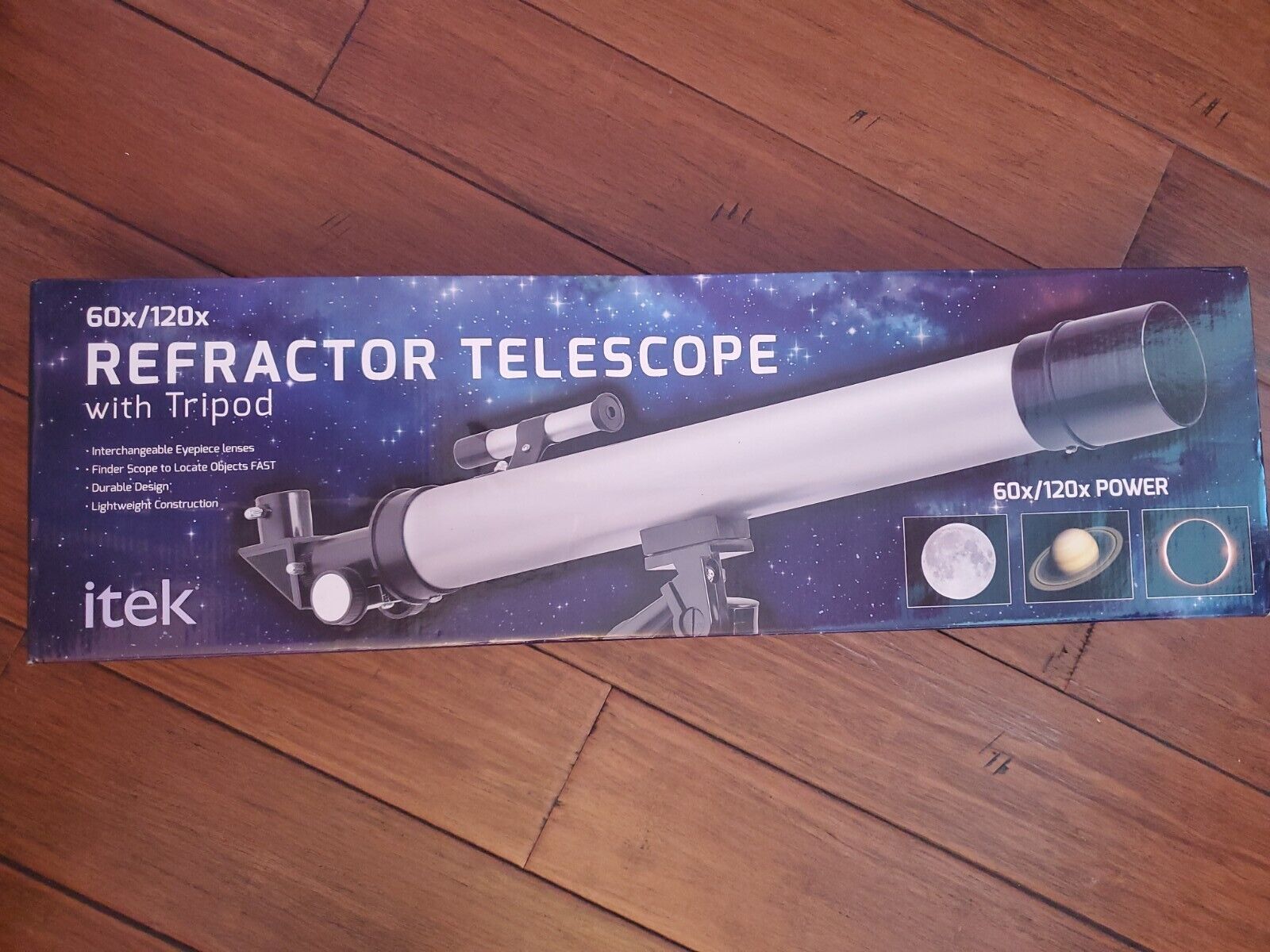 Itek Refractor Telescope 60x/120x refractor telescope new in box with tripod