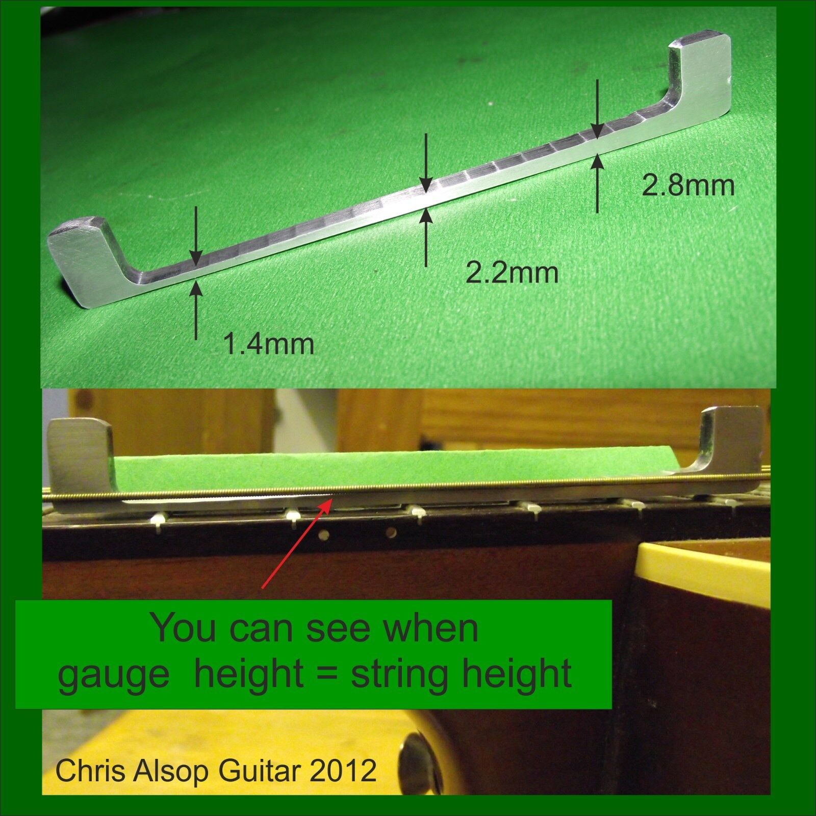 Acoustic Steel String Guitar Action Gauge 1.3 to3.0mm Transmiited Light UseTA003