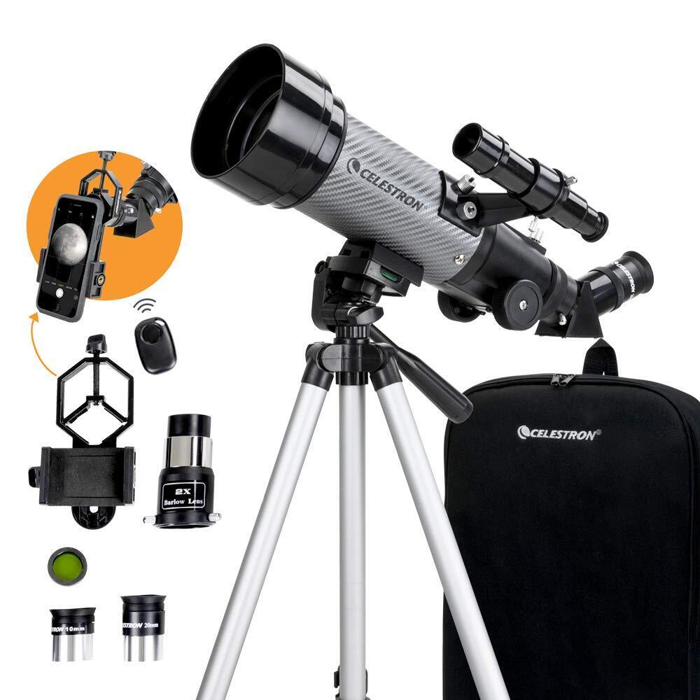 Celestron - 70mm Travel Scope DX - Portable 70 with Backpack, Gray/Black 