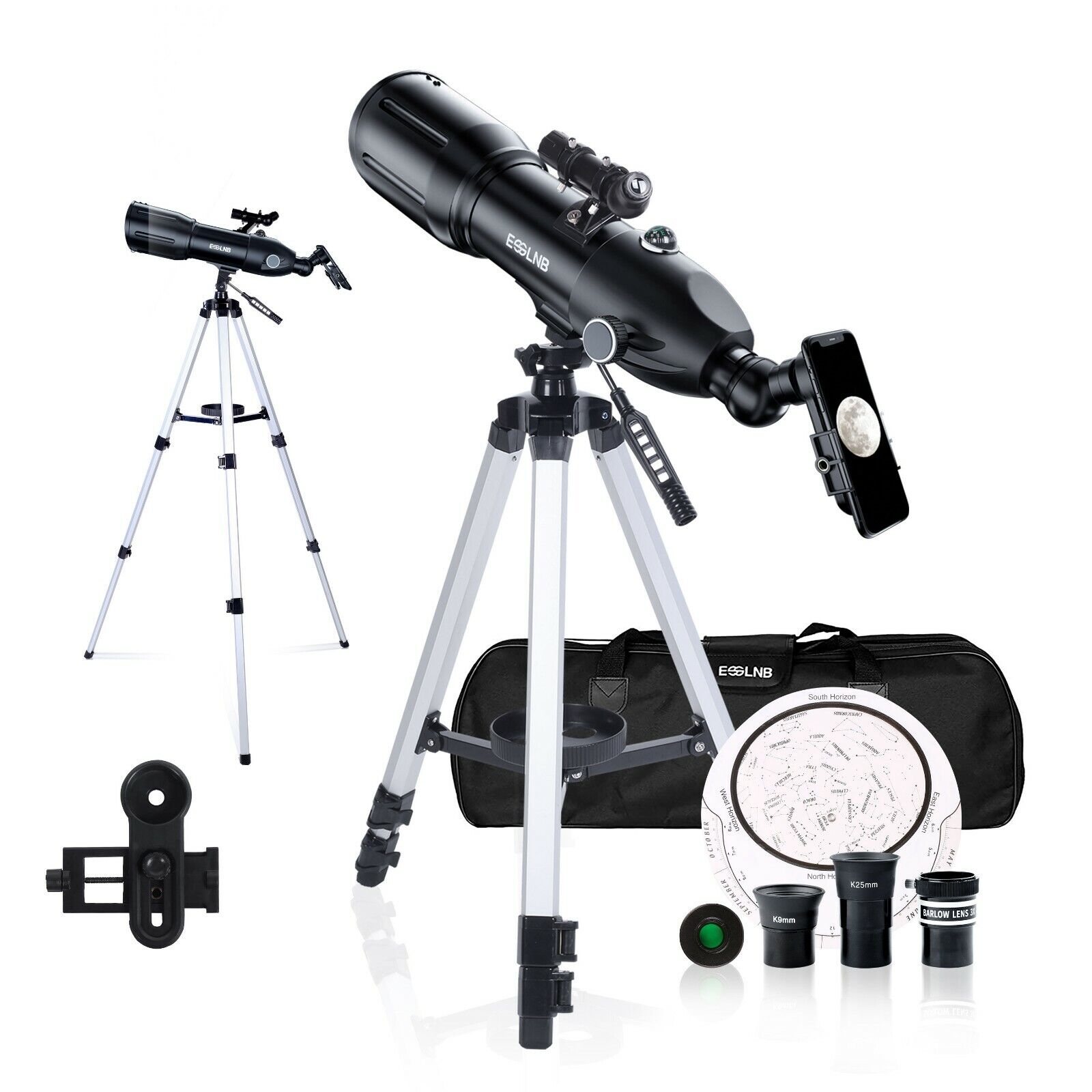 40080 Astronomical Telescope W/ Mobile Holder Carrying Bag 16-133X Moon Watching