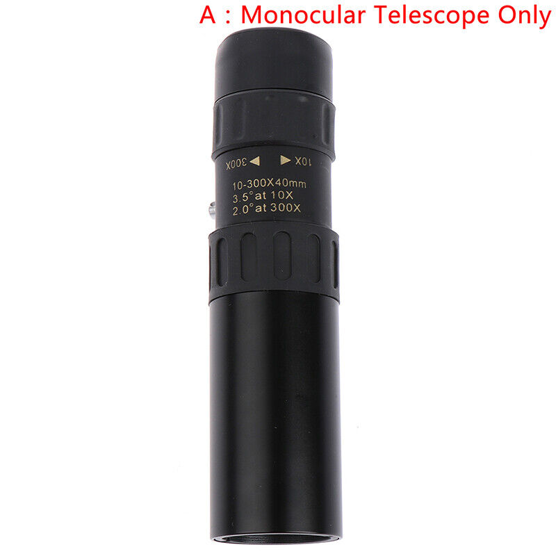 4K 10-300X40mm Super Telephoto Zoom Monocular Telescope Tripod Clip Set Outd P5