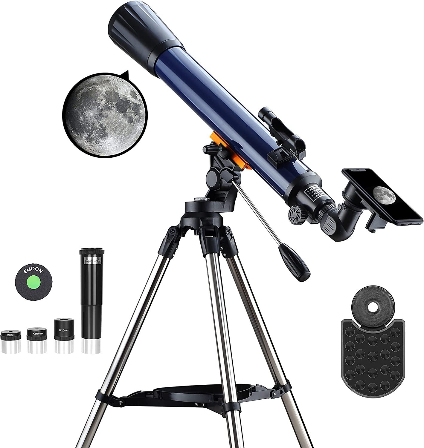 Telescope for Adults 700X70Mm with K4/10/20 Eyepieces 525X Telescopes for Kids a