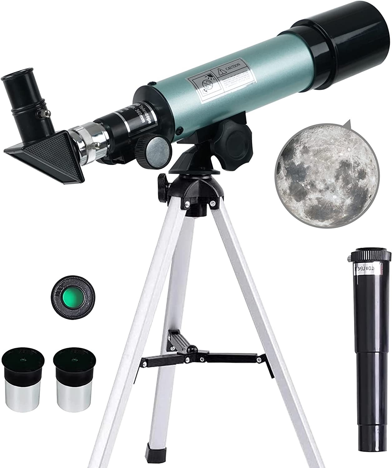 Portable Astronomical Telescope for Kids and Beginners - 360/50mm 90X Zoom HD Mo