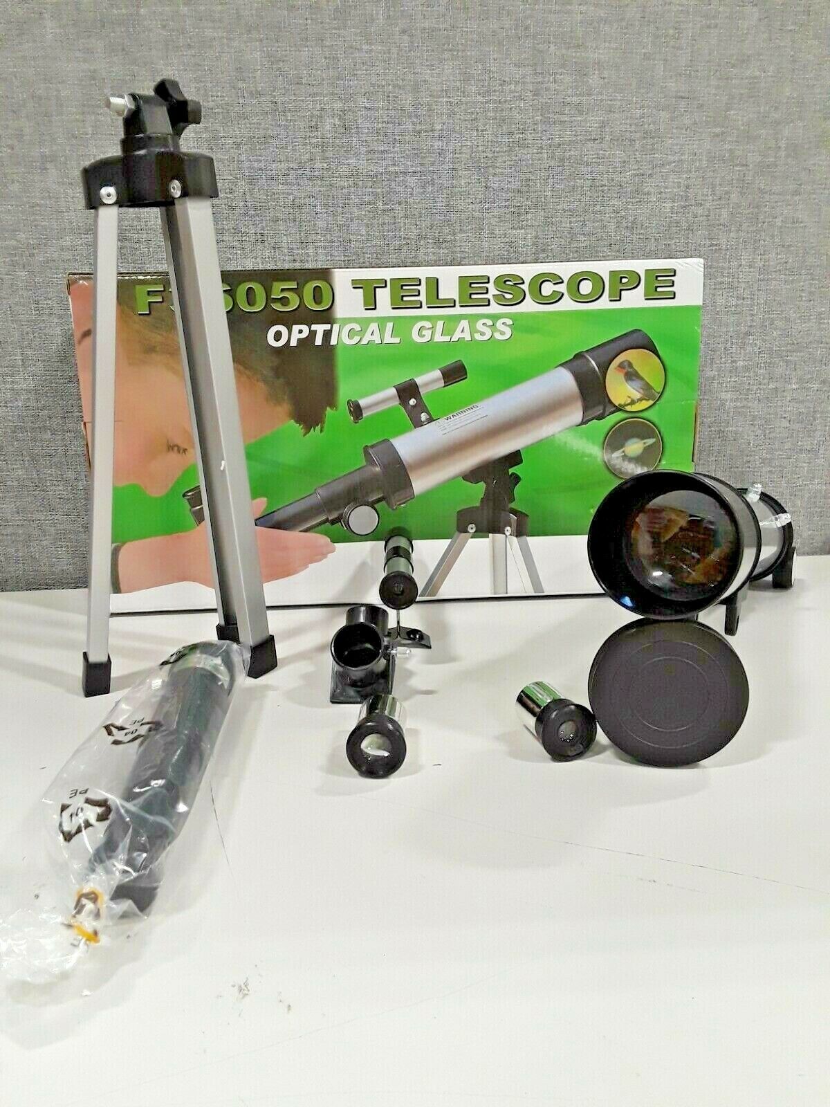 F36050 Optical Glass Telescope 6mm + 20mm Eyepieces Sturdy Tripod - Gray/Black 