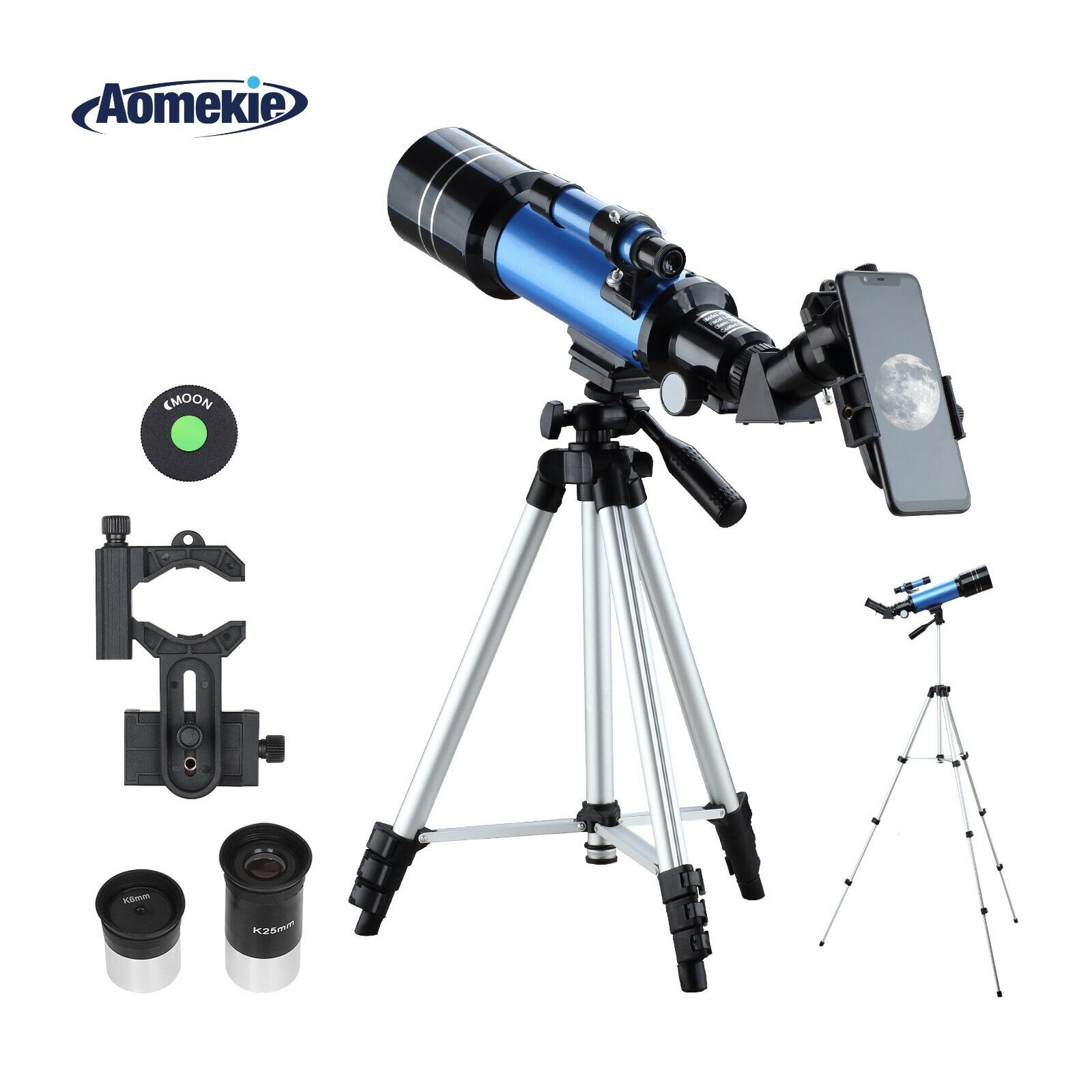 40070 Telescope with High Tripod Mobile Holder 16X/66X Moon Watching Kids Gift