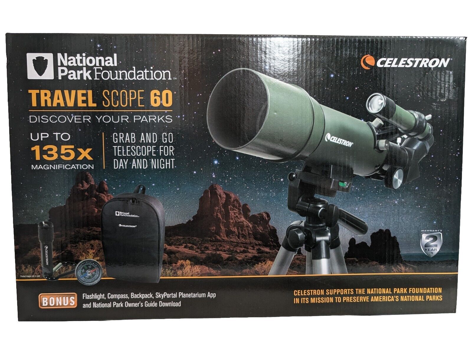 Celestron National Park Foundation Travel Scope 60 with Backpack-NEW