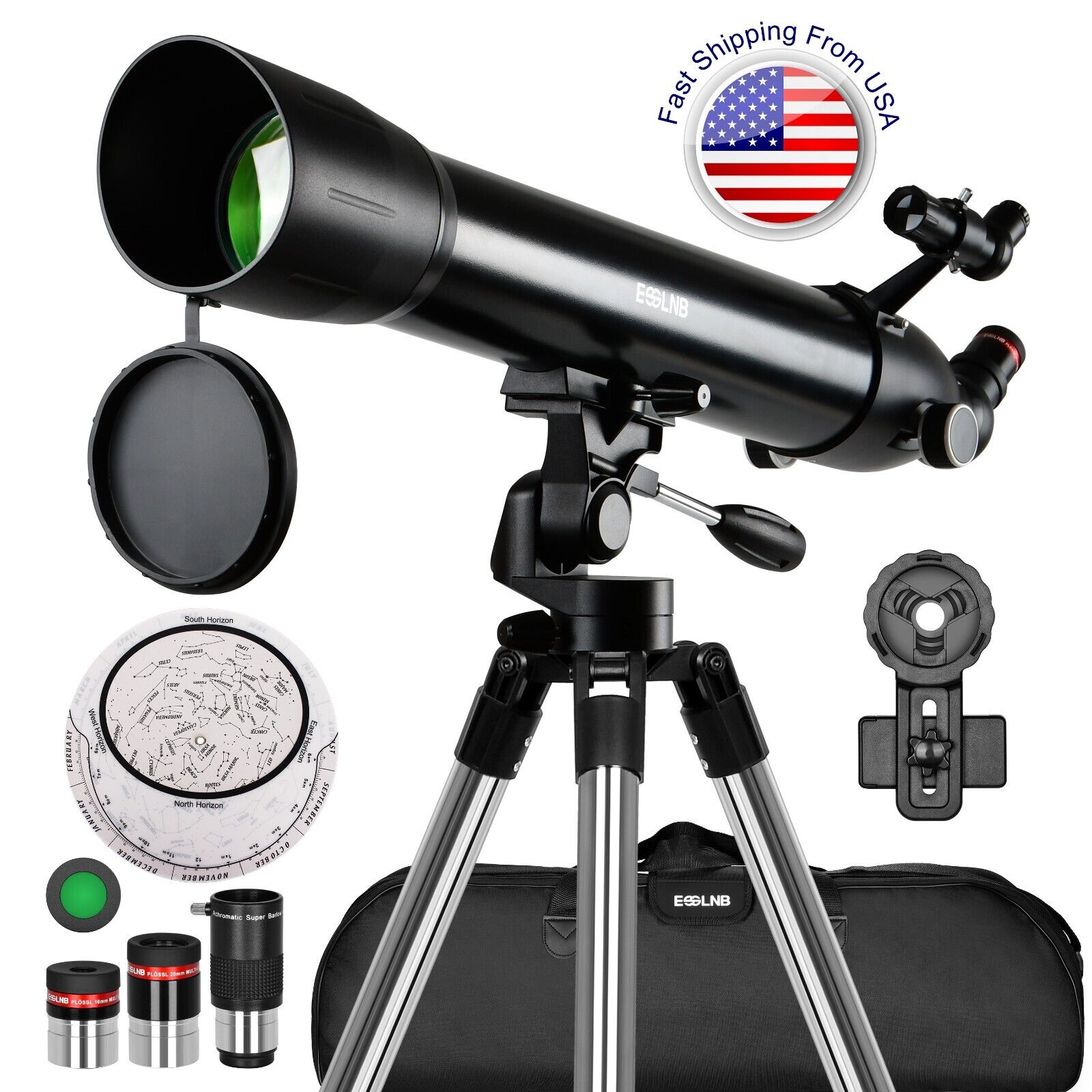 210X Telescope High Power for Moon Watching with Mobile Holder Carrying Bag Gift