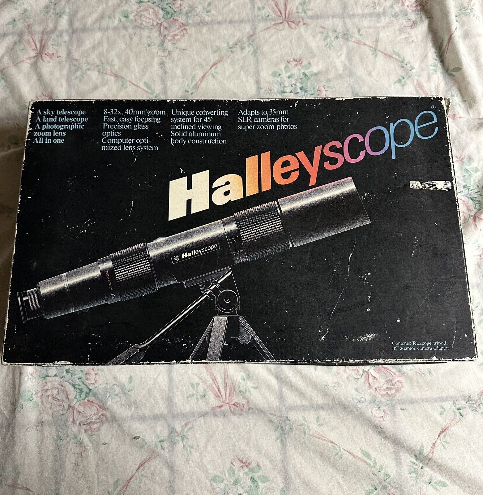 Original 1983 Halleyscope 8-32x 40x Zoom Telescope/Lens w/accessories and manual
